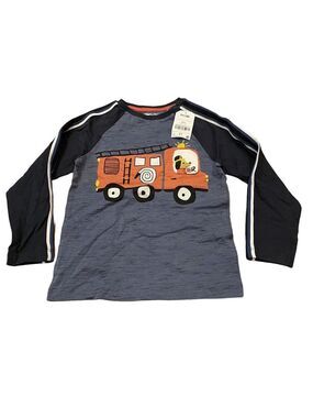 Next Direct Boys 4-5yr Long Sleeve Tee Shirt Top Firetruck Peek a Boo Door NWT